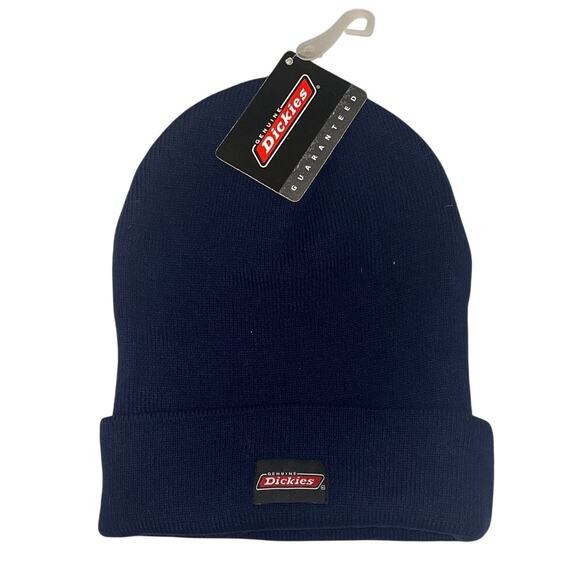 Genuine Dickies rectangular tag cuff winter beanie cap Hat - Blue - New - Picture 1 of 5